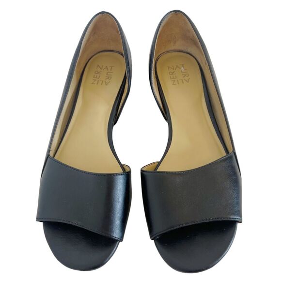 Naturalizer Roma Black Leather D'Orsay Open Toed Flat Women's Size 10 - Picture 1 of 7